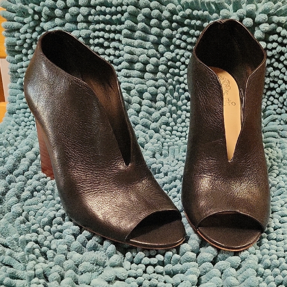 Vince Camuto Black Peep-Toe Ankle Booties